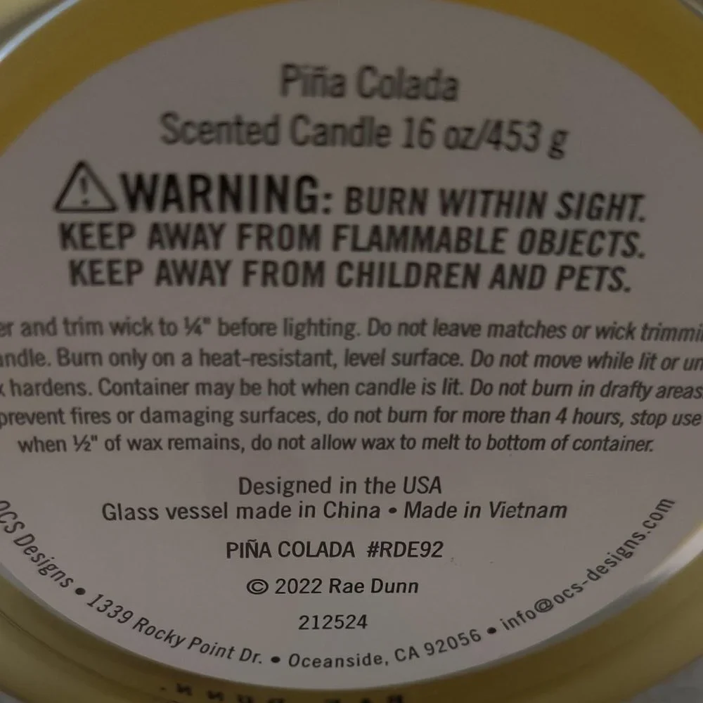 NEW!  RAE DUNN “Piña Colada” Scented Candle